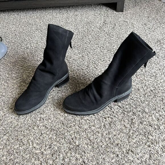 OTBT Fernweh Black Soft Leather Slouchy Mid Calf Boots 7.5 Grunge Zip New READ - Picture 7 of 9